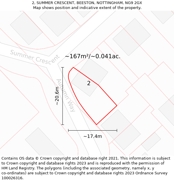 2, SUMMER CRESCENT, BEESTON, NOTTINGHAM, NG9 2GX: Plot and title map