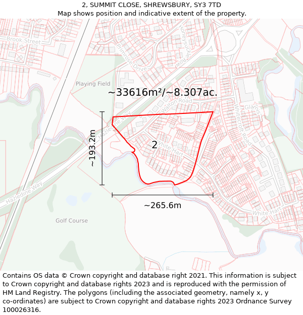 2, SUMMIT CLOSE, SHREWSBURY, SY3 7TD: Plot and title map