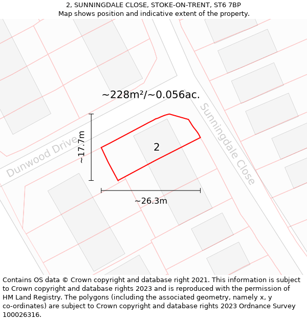 2, SUNNINGDALE CLOSE, STOKE-ON-TRENT, ST6 7BP: Plot and title map
