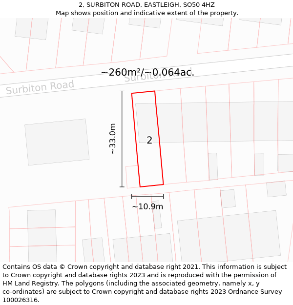 2, SURBITON ROAD, EASTLEIGH, SO50 4HZ: Plot and title map