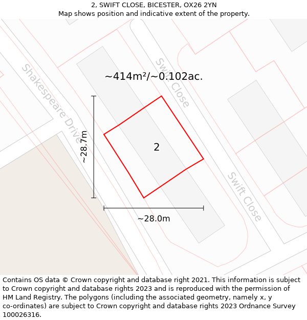 2, SWIFT CLOSE, BICESTER, OX26 2YN: Plot and title map