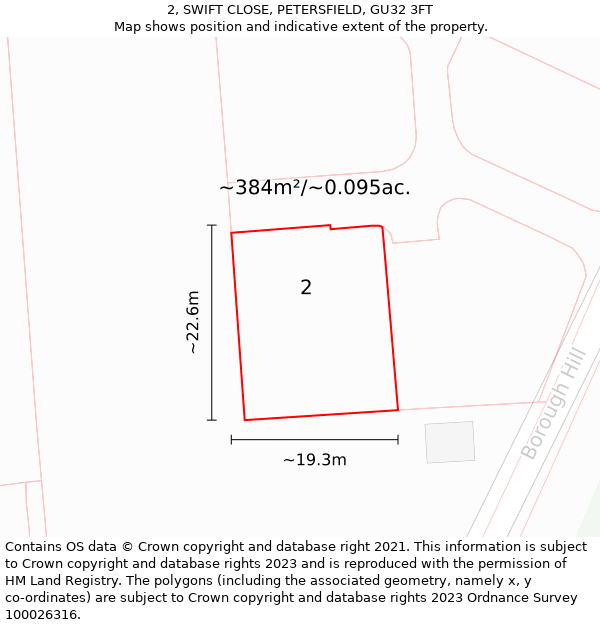 2, SWIFT CLOSE, PETERSFIELD, GU32 3FT: Plot and title map