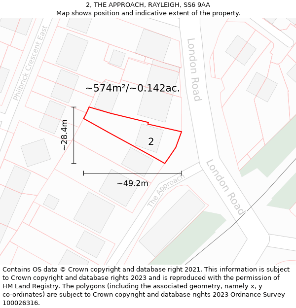 2, THE APPROACH, RAYLEIGH, SS6 9AA: Plot and title map