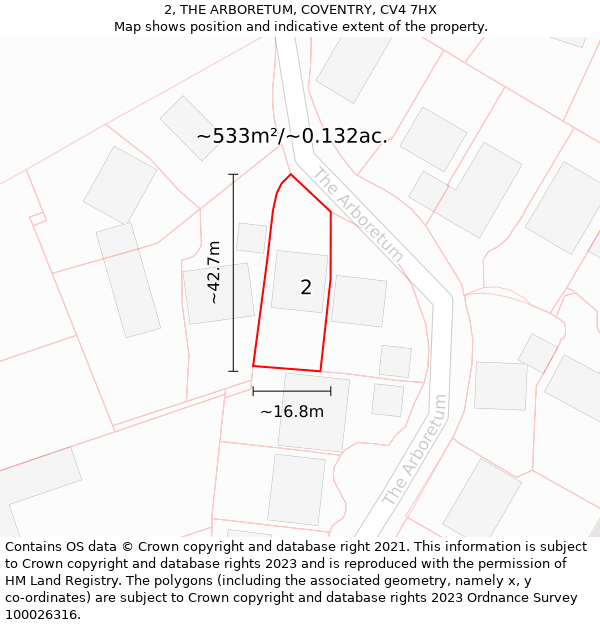 2, THE ARBORETUM, COVENTRY, CV4 7HX: Plot and title map