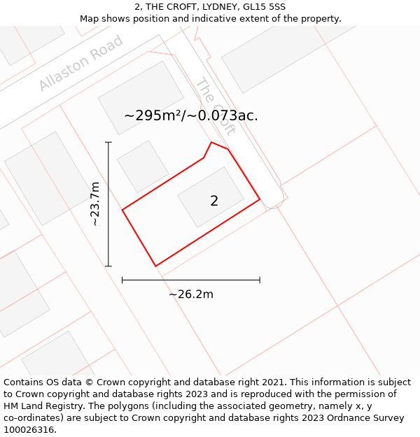 2, THE CROFT, LYDNEY, GL15 5SS: Plot and title map