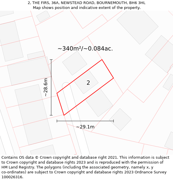 2, THE FIRS, 36A, NEWSTEAD ROAD, BOURNEMOUTH, BH6 3HL: Plot and title map