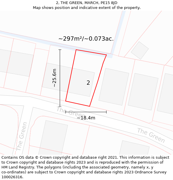 2, THE GREEN, MARCH, PE15 8JD: Plot and title map