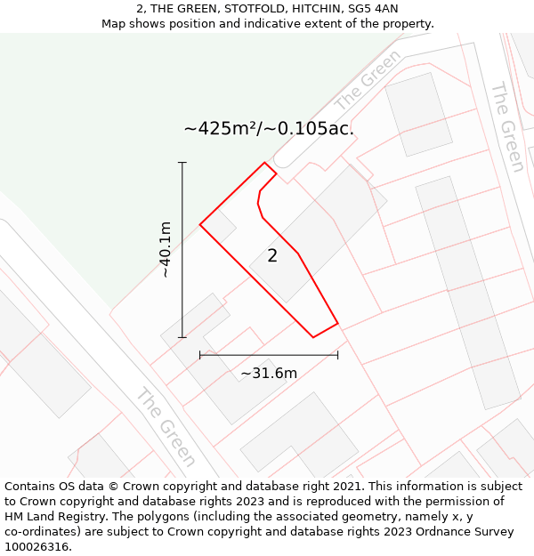 2, THE GREEN, STOTFOLD, HITCHIN, SG5 4AN: Plot and title map