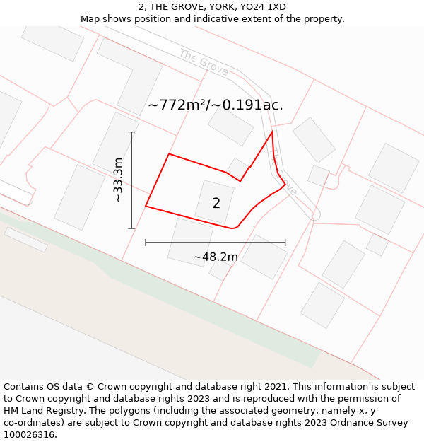 2, THE GROVE, YORK, YO24 1XD: Plot and title map