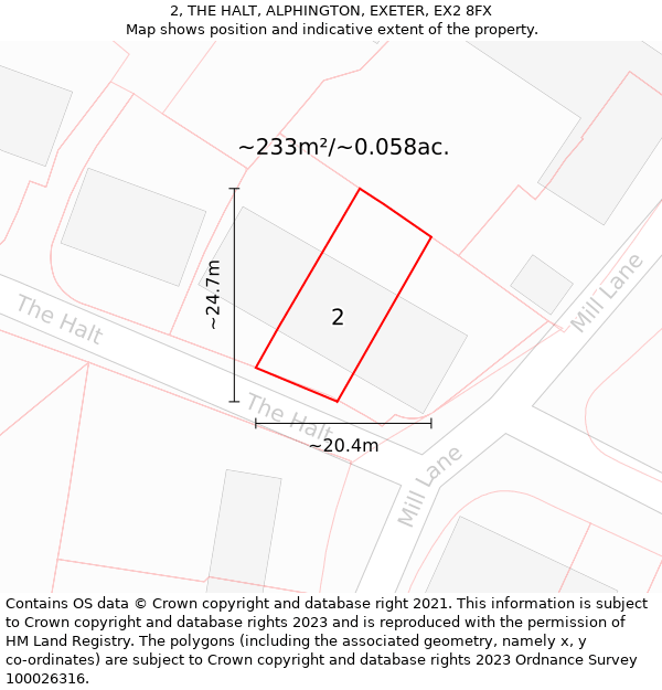 2, THE HALT, ALPHINGTON, EXETER, EX2 8FX: Plot and title map