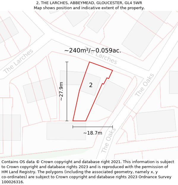 2, THE LARCHES, ABBEYMEAD, GLOUCESTER, GL4 5WR: Plot and title map