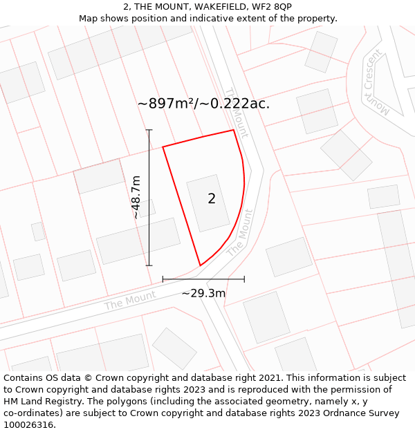 2, THE MOUNT, WAKEFIELD, WF2 8QP: Plot and title map