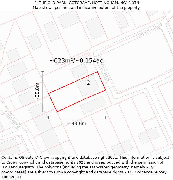 2, THE OLD PARK, COTGRAVE, NOTTINGHAM, NG12 3TN: Plot and title map