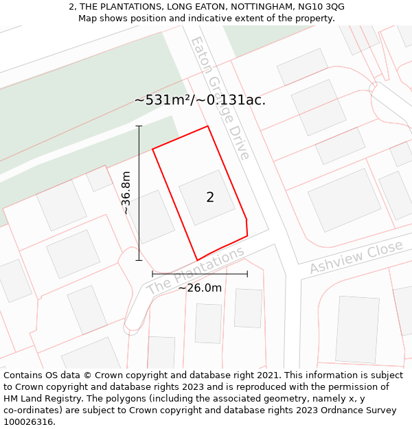 2, THE PLANTATIONS, LONG EATON, NOTTINGHAM, NG10 3QG: Plot and title map