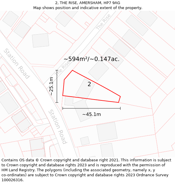 2, THE RISE, AMERSHAM, HP7 9AG: Plot and title map