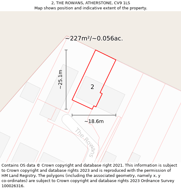 2, THE ROWANS, ATHERSTONE, CV9 1LS: Plot and title map