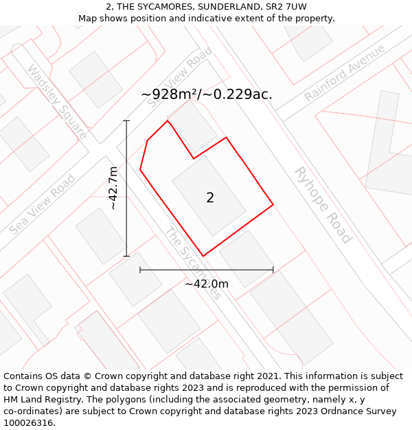 2, THE SYCAMORES, SUNDERLAND, SR2 7UW: Plot and title map