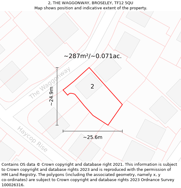 2, THE WAGGONWAY, BROSELEY, TF12 5QU: Plot and title map