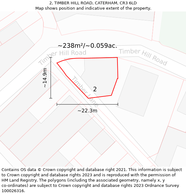 2, TIMBER HILL ROAD, CATERHAM, CR3 6LD: Plot and title map