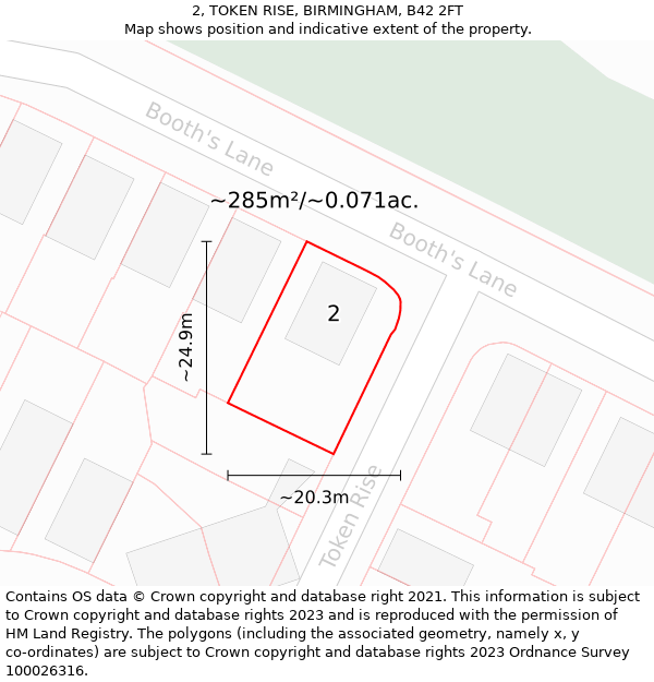 2, TOKEN RISE, BIRMINGHAM, B42 2FT: Plot and title map