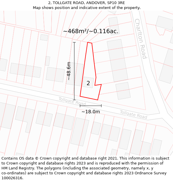 2, TOLLGATE ROAD, ANDOVER, SP10 3RE: Plot and title map