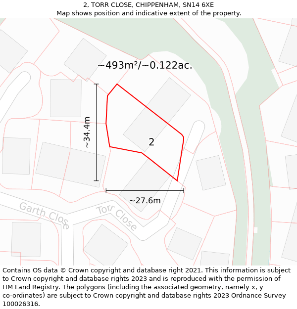 2, TORR CLOSE, CHIPPENHAM, SN14 6XE: Plot and title map