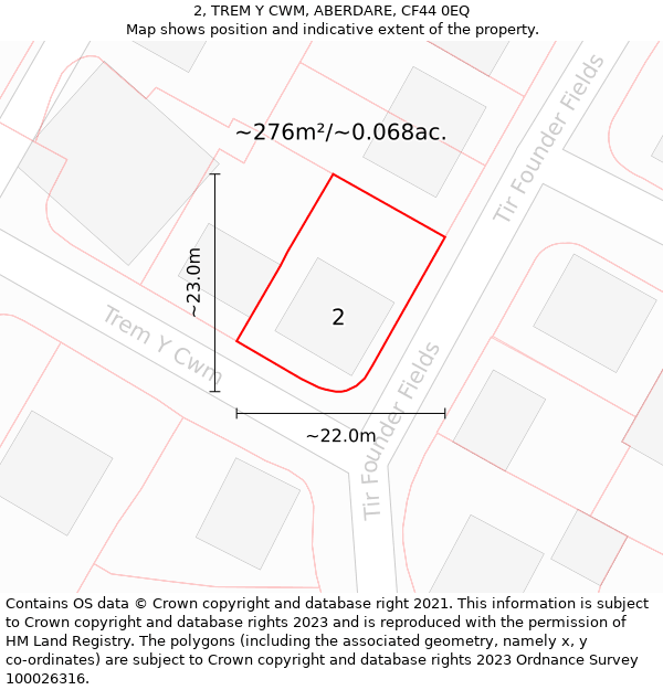 2, TREM Y CWM, ABERDARE, CF44 0EQ: Plot and title map