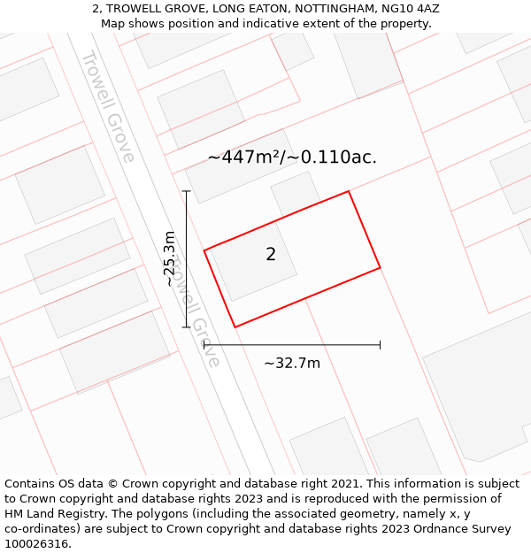 2, TROWELL GROVE, LONG EATON, NOTTINGHAM, NG10 4AZ: Plot and title map