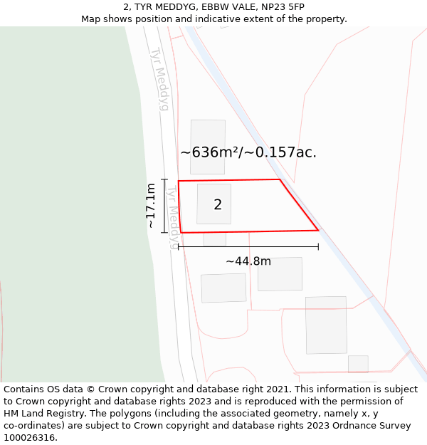 2, TYR MEDDYG, EBBW VALE, NP23 5FP: Plot and title map