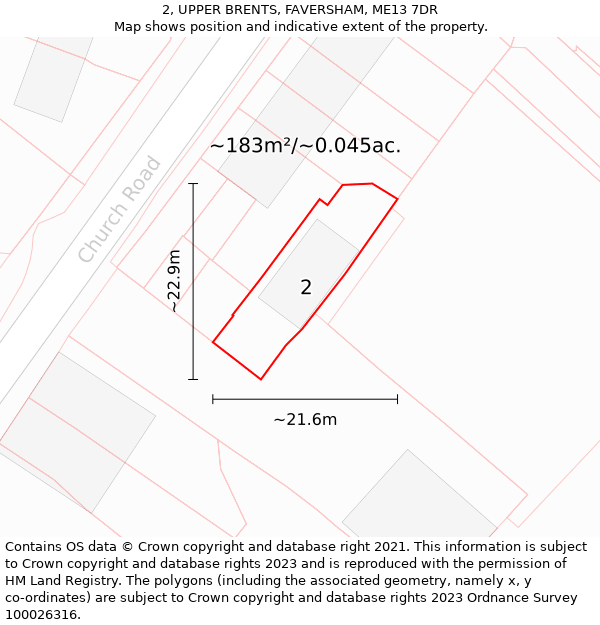 2, UPPER BRENTS, FAVERSHAM, ME13 7DR: Plot and title map