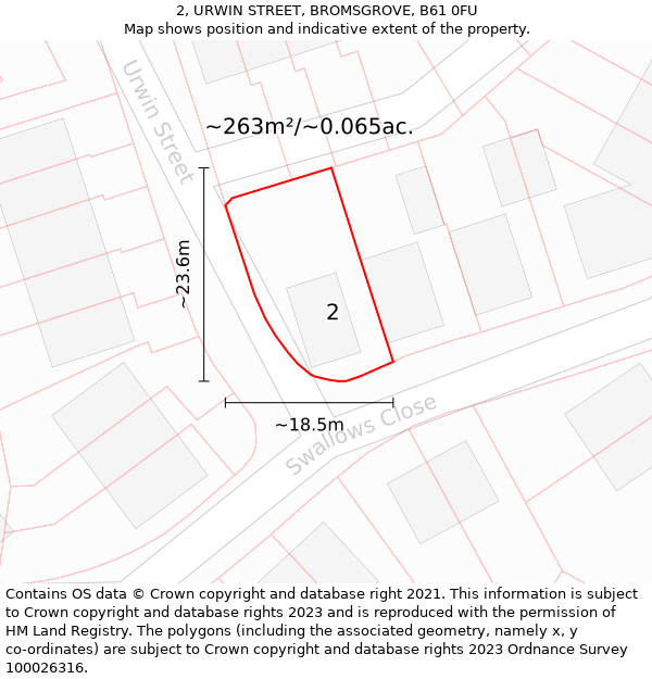 2, URWIN STREET, BROMSGROVE, B61 0FU: Plot and title map