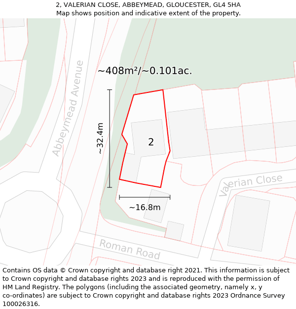 2, VALERIAN CLOSE, ABBEYMEAD, GLOUCESTER, GL4 5HA: Plot and title map