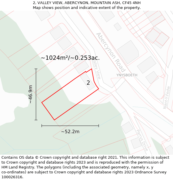 2, VALLEY VIEW, ABERCYNON, MOUNTAIN ASH, CF45 4NH: Plot and title map