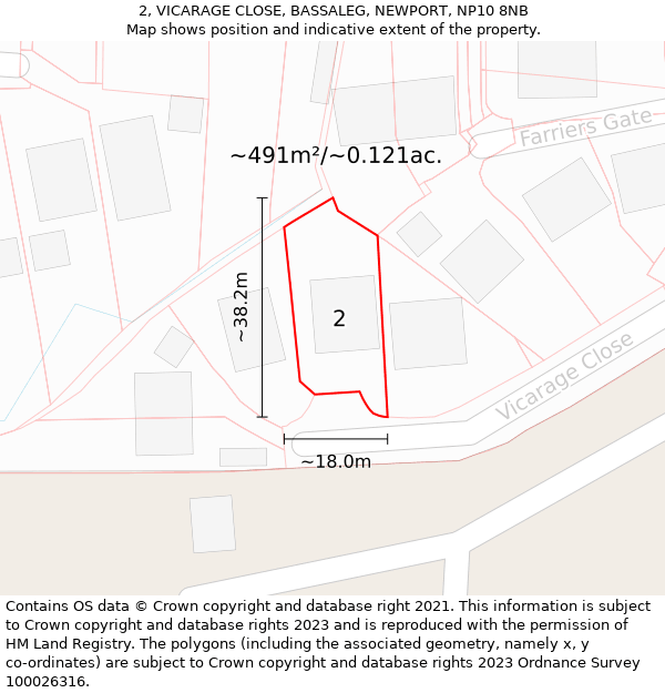 2, VICARAGE CLOSE, BASSALEG, NEWPORT, NP10 8NB: Plot and title map