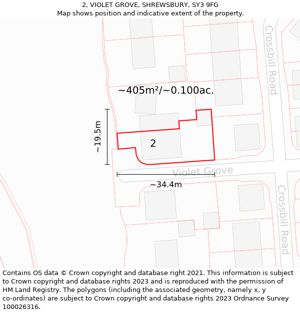 2, VIOLET GROVE, SHREWSBURY, SY3 9FG: Plot and title map