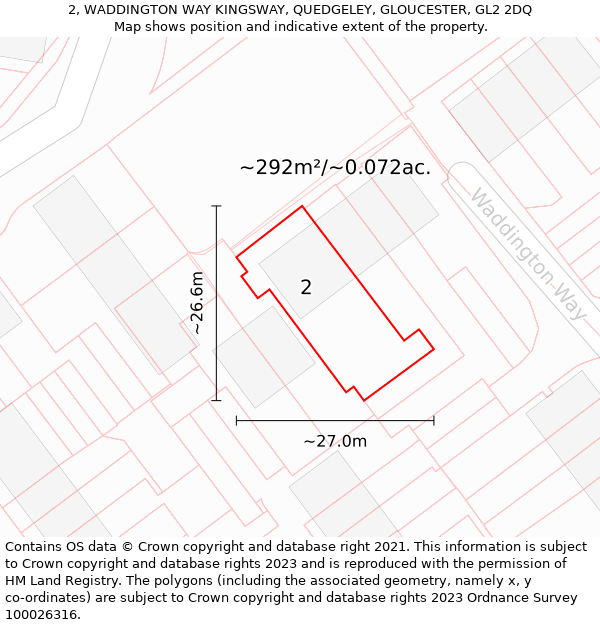 2, WADDINGTON WAY KINGSWAY, QUEDGELEY, GLOUCESTER, GL2 2DQ: Plot and title map