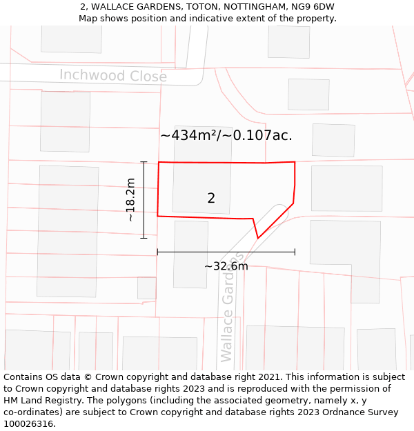 2, WALLACE GARDENS, TOTON, NOTTINGHAM, NG9 6DW: Plot and title map