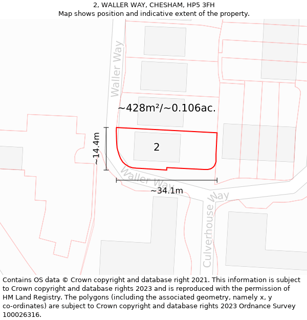 2, WALLER WAY, CHESHAM, HP5 3FH: Plot and title map