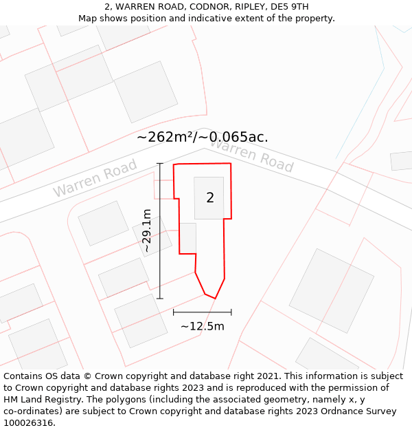 2, WARREN ROAD, CODNOR, RIPLEY, DE5 9TH: Plot and title map