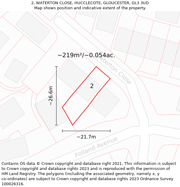 2, WATERTON CLOSE, HUCCLECOTE, GLOUCESTER, GL3 3UD: Plot and title map