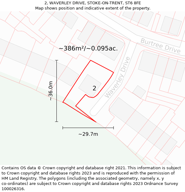 2, WAVERLEY DRIVE, STOKE-ON-TRENT, ST6 8FE: Plot and title map