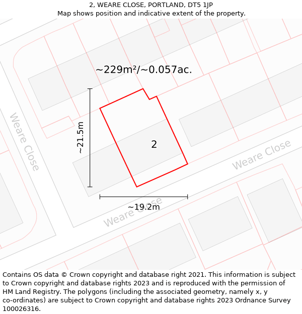 2, WEARE CLOSE, PORTLAND, DT5 1JP: Plot and title map