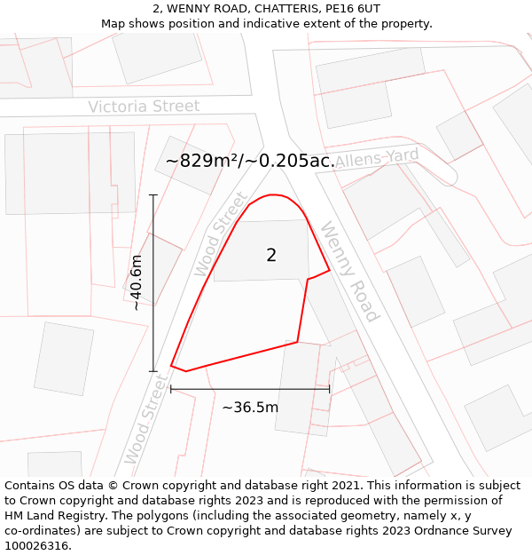 2, WENNY ROAD, CHATTERIS, PE16 6UT: Plot and title map