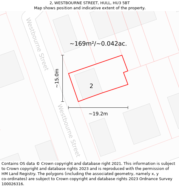 2, WESTBOURNE STREET, HULL, HU3 5BT: Plot and title map