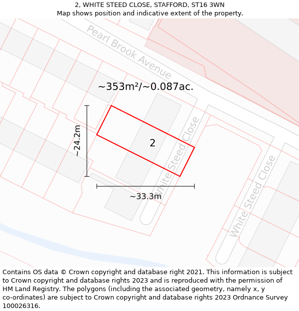 2, WHITE STEED CLOSE, STAFFORD, ST16 3WN: Plot and title map