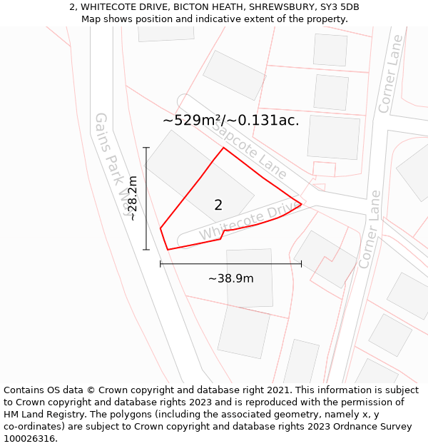 2, WHITECOTE DRIVE, BICTON HEATH, SHREWSBURY, SY3 5DB: Plot and title map