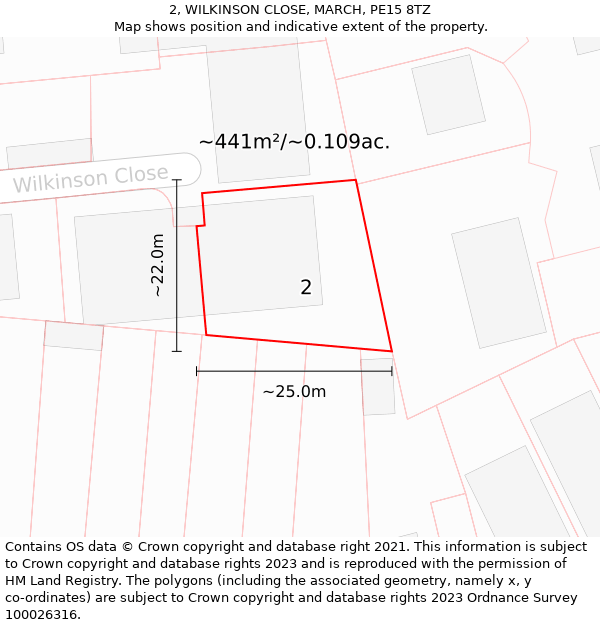 2, WILKINSON CLOSE, MARCH, PE15 8TZ: Plot and title map