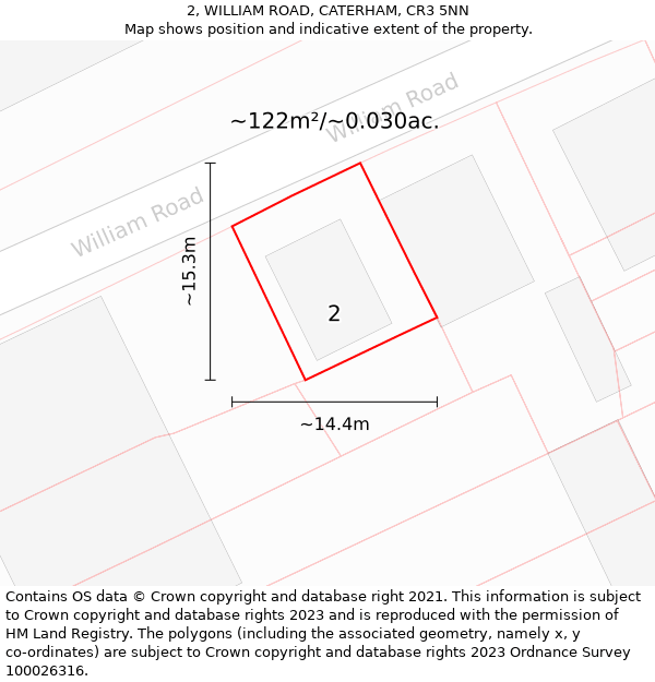 2, WILLIAM ROAD, CATERHAM, CR3 5NN: Plot and title map