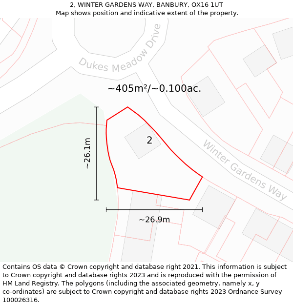 2, WINTER GARDENS WAY, BANBURY, OX16 1UT: Plot and title map