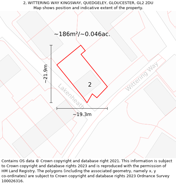 2, WITTERING WAY KINGSWAY, QUEDGELEY, GLOUCESTER, GL2 2DU: Plot and title map